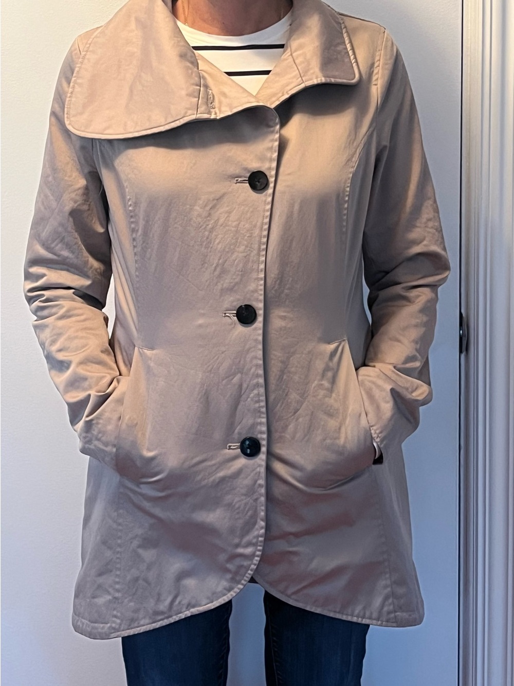 Simons Beige Trench Coat with Button Front